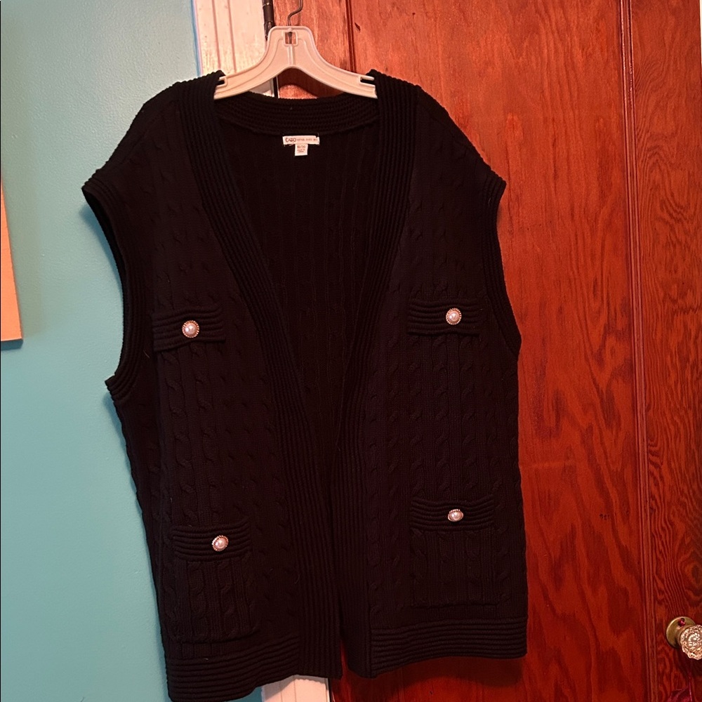 Cato Black Sleeveless Cardigan Vest